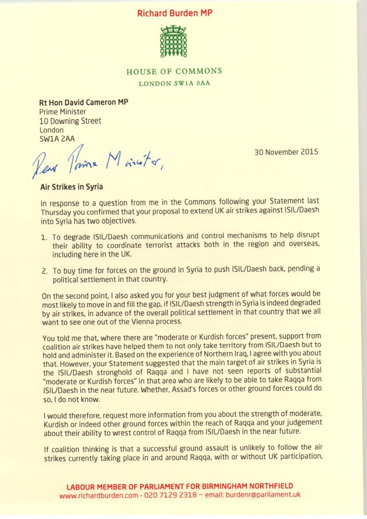 Richard Burden Syria Letter to PM_Page_1