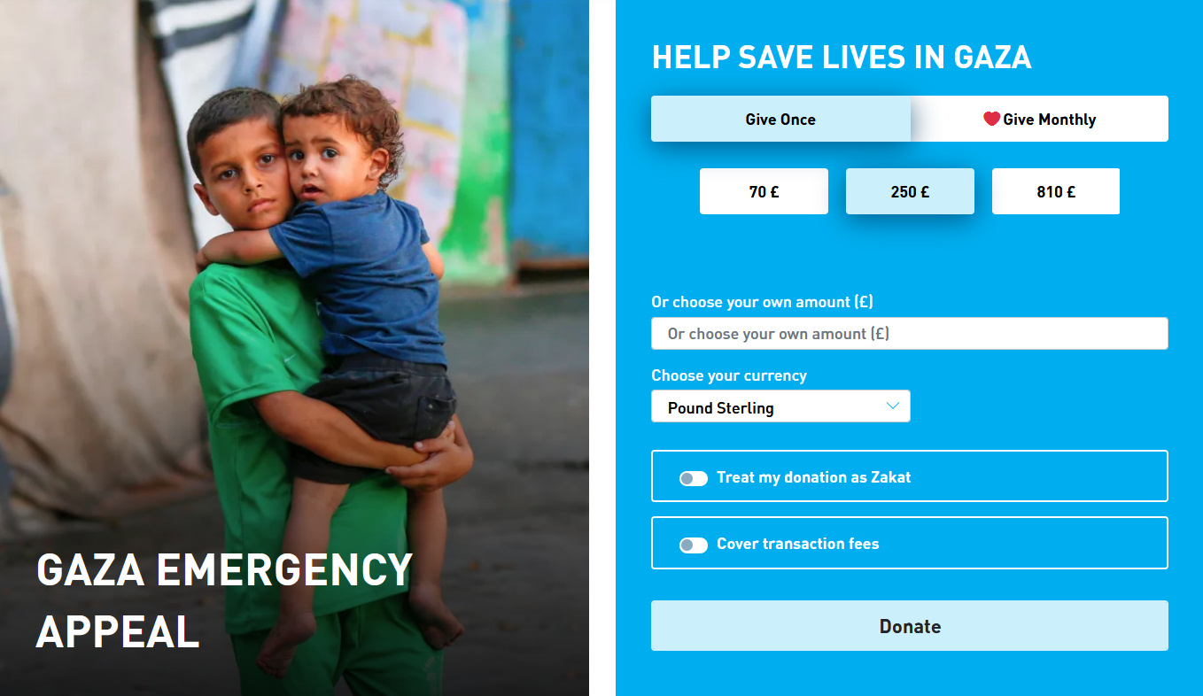 Gaza Emergency Appeal ad, click to donate